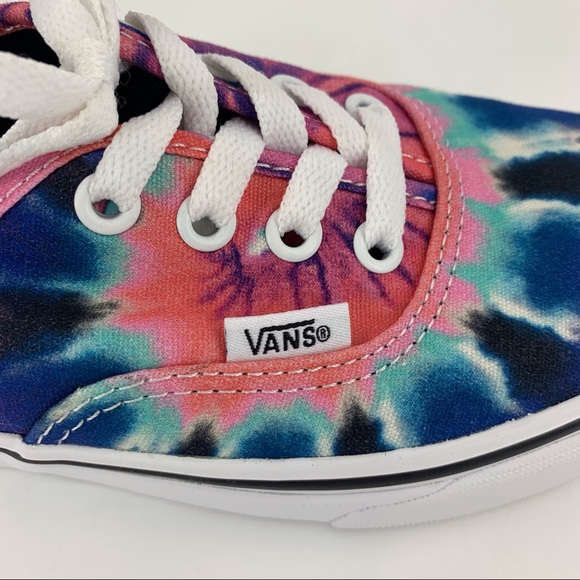Vans Pink and Blue Tie Dye Authentic Tie-Up Low Profile Sneakers, W 6.5 M 5.0 - Picture 13 of 16